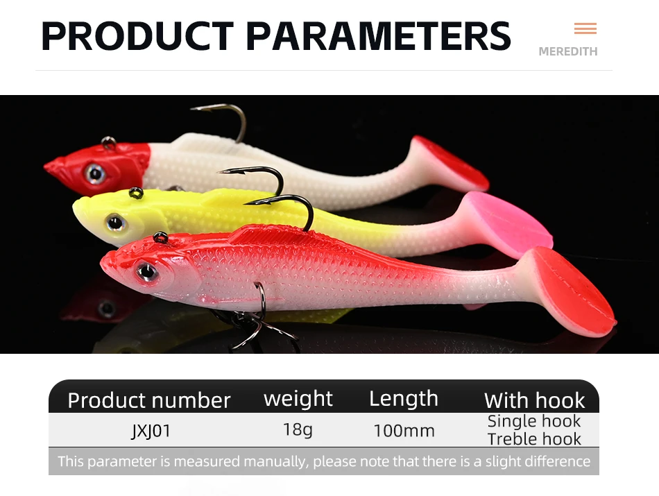 Señuelo de pesca Meredith mostrando su acción de wobble y características luminosas