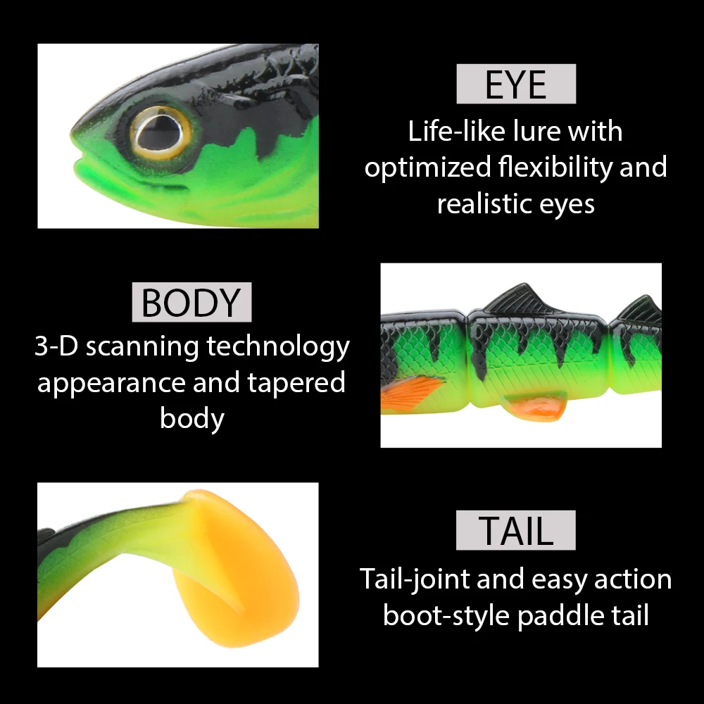 Spinpoler Wander Shaker Paddle Tail Pike cebo suave Swimbait Shad señuelo de pesca articulado 16cm 22cm Artificial para lubina trucha Zander - imagen 5