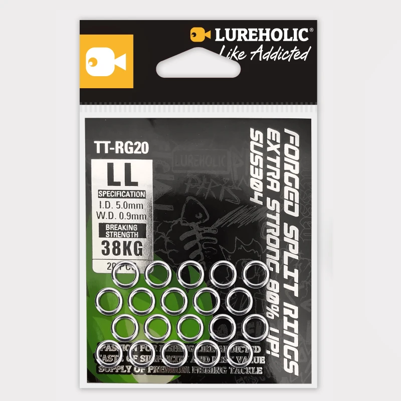 LUREHOLIC-anillos divididos forjados para pesca, acero inoxidable 304, alta calidad, 80% reforzado, doble círculo, 20 piezas por bolsa - imagen 3