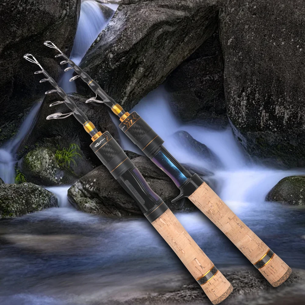 ROLLFISH UL ultraligero telescópico viaje fibra de carbono Spinning Casting trucha caña de pescar enviar 100m línea de pesca - imagen 2