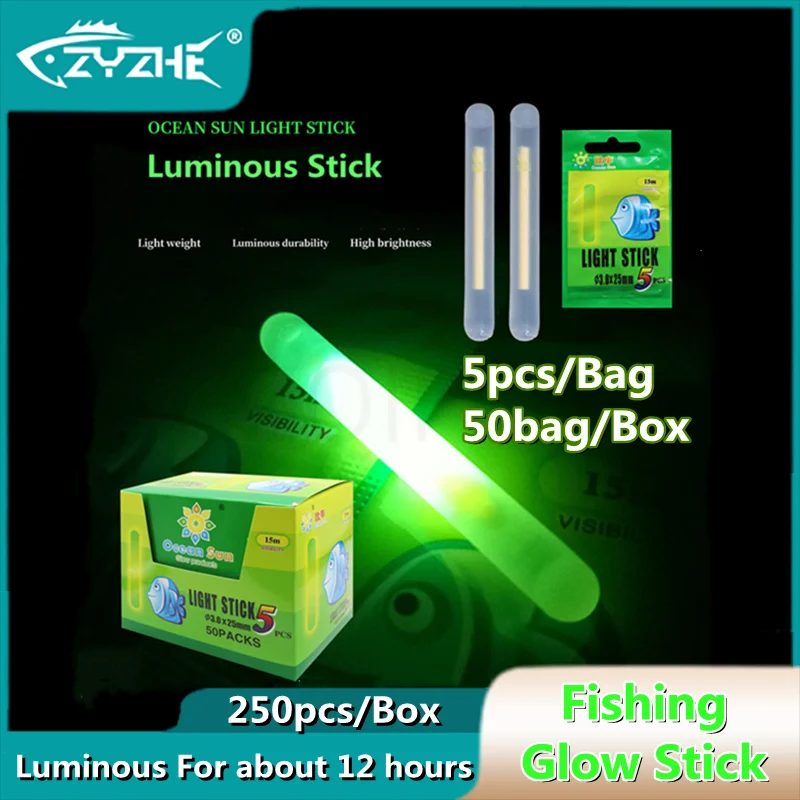 ZYZ 250 unids/caja barra luminosa de pesca 3x2 5mm/4,5x37mm flotador de pesca barra luminosa flotador nocturno caña Lightstick accesorios de pesca