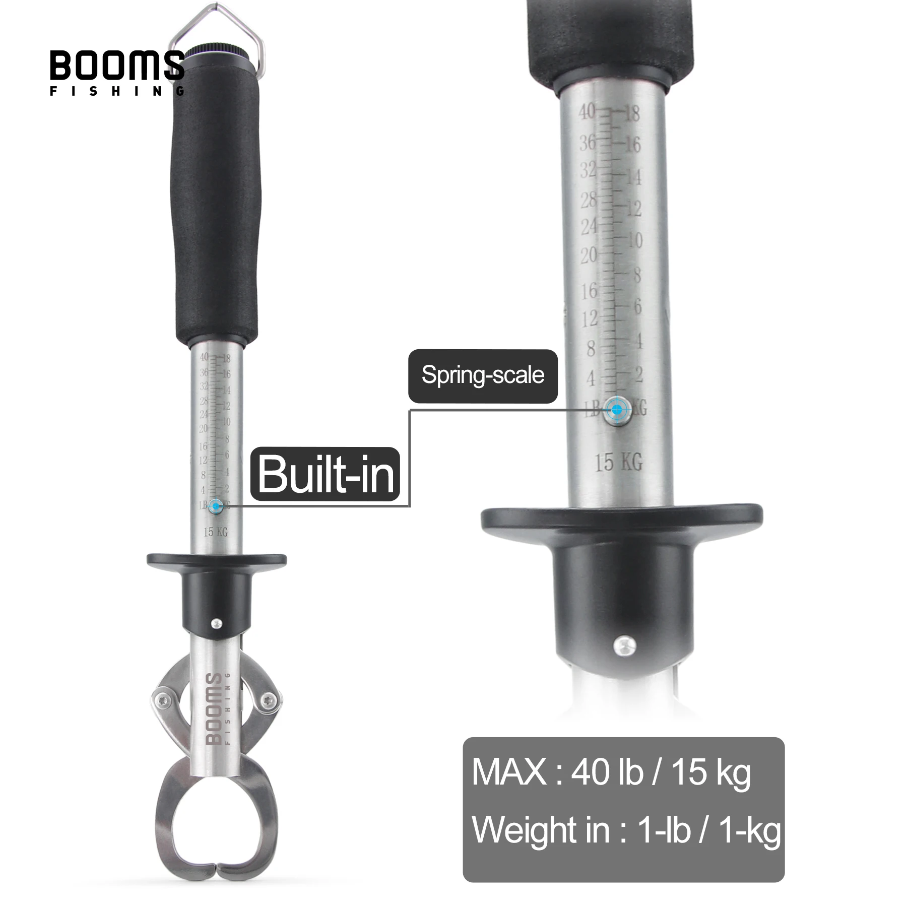 Booms Fishing G01 Pinza para peces Agarre y sujetar peces con agarre apretado Modelo más grande Herramientas de pesca a escala incorporada - imagen 4