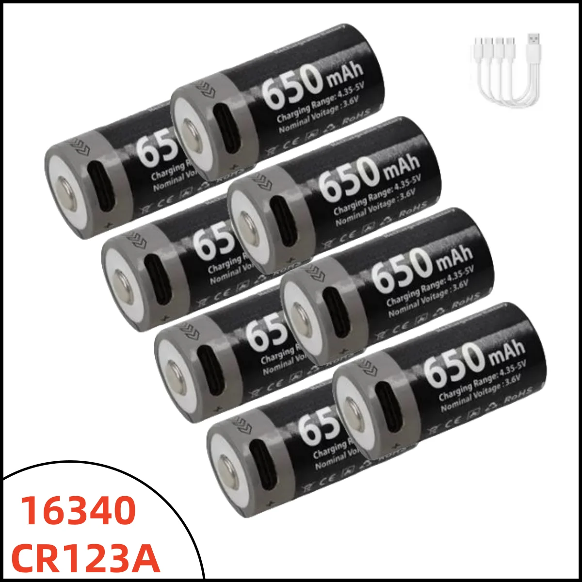 Batería CR123A litio recargable USB-C - imagen 4