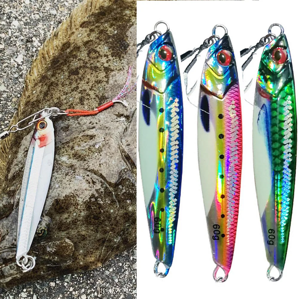 Plantilla de Metal 3D UV de 60G80G, Jigging en la costa, pesca en agua salada, señuelo para trucha, lubina, cuchara, cebo, Jigpara, señuelos de atún para Mahi Wahoo - imagen 3