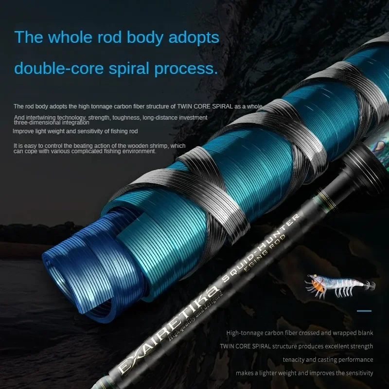 ECOODA EXAIRETIKA, piezas completas Fuji, caña de pescar para barco de calamar, caña de pescar de 2 secciones, 1,98 m 2,29 m 2,54 m 2,59 m, caña de fundición giratoria de carbono - imagen 4