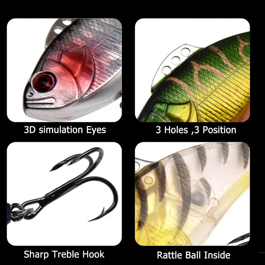 JYJ-aparejos de pesca de lubina, 6cm, 12g, vibración continua, hundimiento profundo duro, VIB, isca leurre - imagen 2