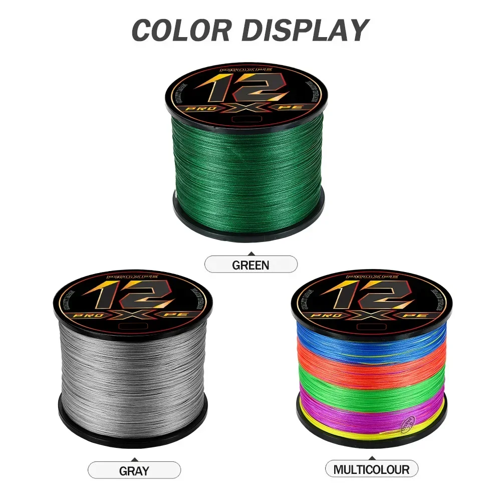 PROXPE-sedal de Pesca trenzada X12, superfuerte, 12 hebras, multifilamento japonés, alambre suave para carpa, 300M, 1000M, 500M, 100M - imagen 4