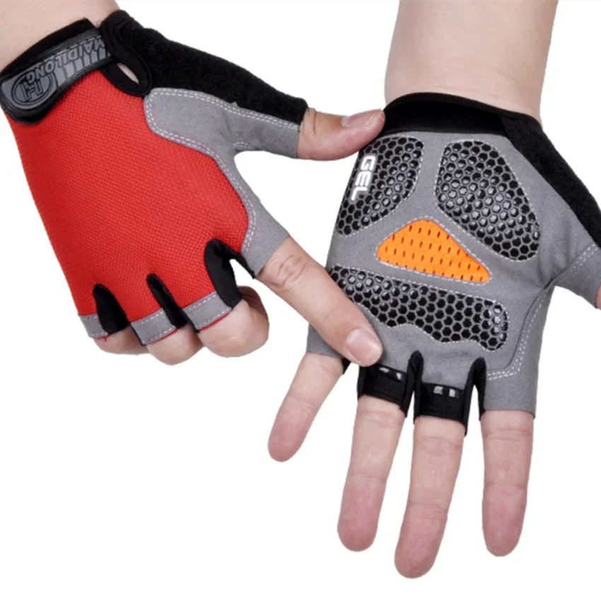 Guantes deportivos de medio dedo para hombre y mujer, guantes deportivos antideslizantes y antigolpes, mancuernas para levantamiento de pesas, guantes de entrenamiento de barra Horizontal - imagen 3