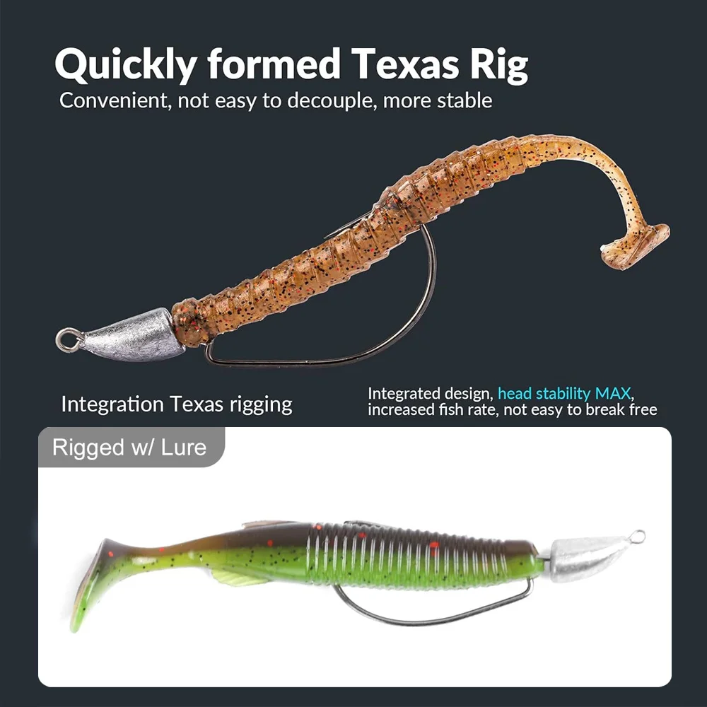 Anzuelo de gusano con cabeza de anzuelo de Metal, 10 Uds., 3,5g, 5g, 7g, 10g, 20g, manivela de peso, equipo de anzuelo, plomo, Pesca para señuelo suave, aparejos de Pesca Texas Rig - imagen 5