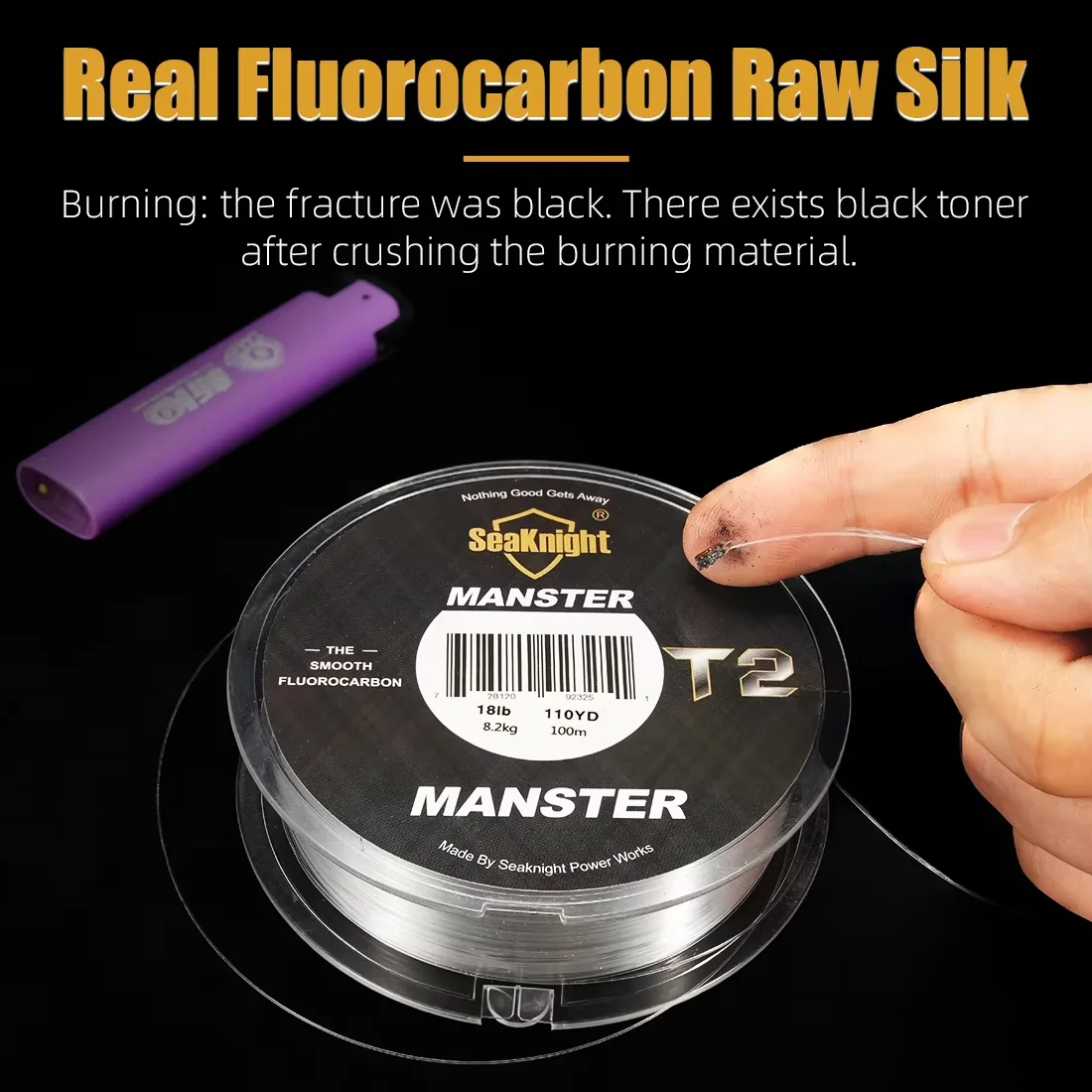 SeaKnight MANSTER T1-II/T2 TRUE Carbon Line Fluorocarbon Coating Carbon Line Fishing Line Leader Line Sinking Line HOT Carp Line - imagen 5