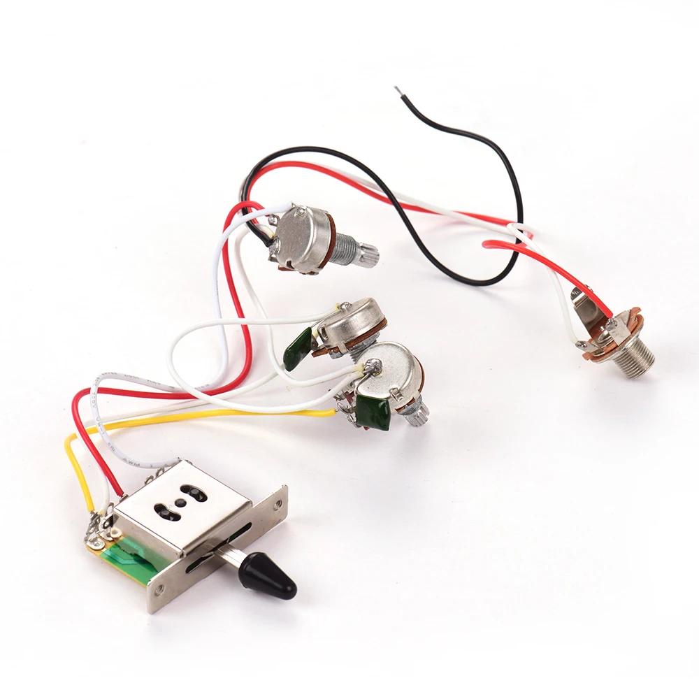 Kit de arnés de cableado de guitarra eléctrica, reemplazo con 1 volumen, 2 tonos, 1 conector, 500K, interruptor de palanca de 5 vías para guitarra Stratocaster - imagen 2