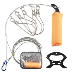 Goture-cierre de acero inoxidable para peces vivos, Clip de cuerda de alambre para peces grandes con flotador y mango de plástico