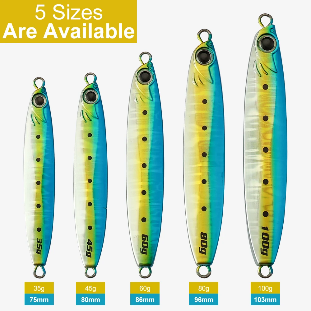 AOCLU-Jig de cebra luminosa de fundición larga, señuelo de metal lento, pesca en el mar en el océano, juego grande, calidad japonesa, 35g, 45g, 60g, 80g, 100g - imagen 3