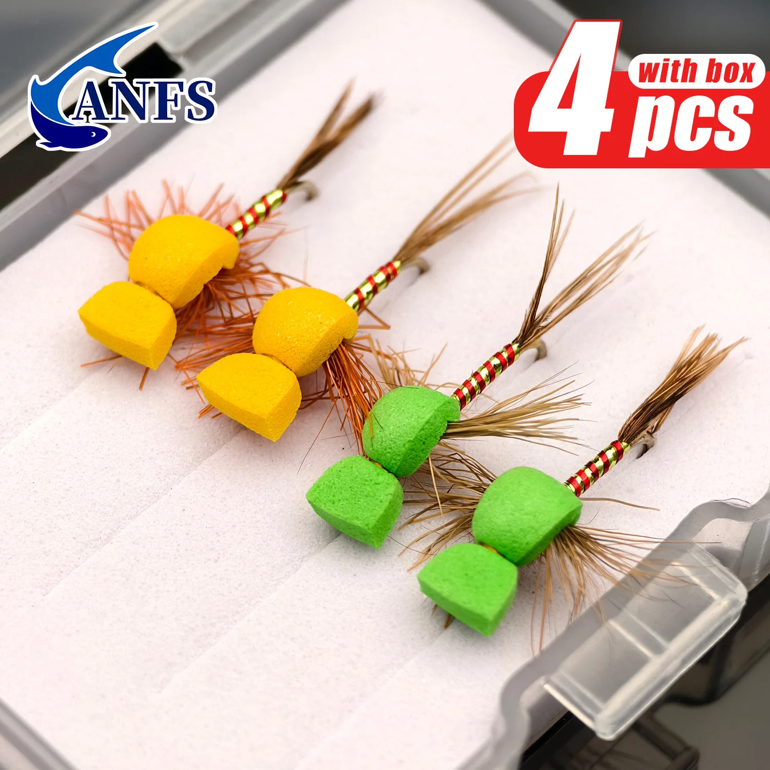 ANFS Fly Mayfly señuelo mosca cebos 4 piezas pesca con mosca para trucha salmón lubina bagre - imagen 3