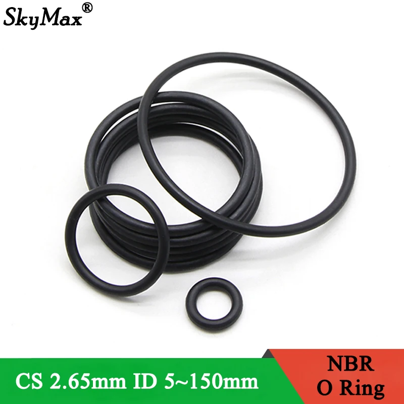 10/50 Uds NBR junta tórica de sellado CS 2,65mm ID 5 ~ 150mm espaciador de goma de nitrilo butadieno arandela resistente al aceite forma redonda negro