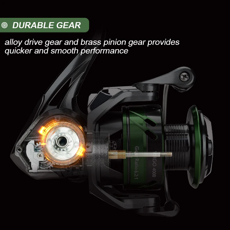 MEREDITH VIRGO-carrete de pesca giratorio, de acero inoxidable, 14KG, arandela máxima de arrastre, 7 + 1BBs, relación de alta velocidad 6,2: 1 - imagen 5