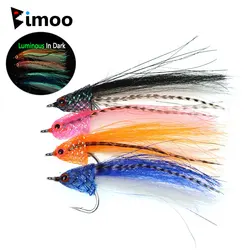 Bimoo 4/0 2pcs 4.33inch 3D Fish Eyes Big Bait Fish Streamer Stainless Steel Minnow Streamer Trout Pike Musky Sea Fishing Lures