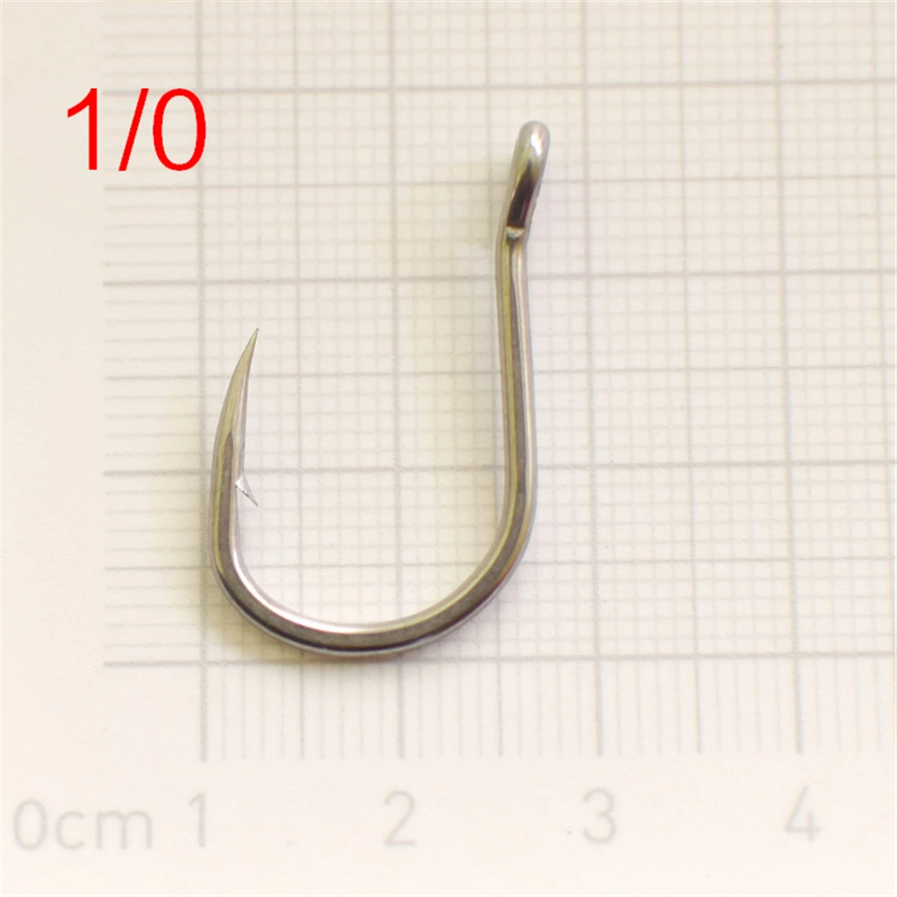 100 Uds 1/0-9/0 anzuelos de Pesca de mar con púas de acero inoxidable con anilla anzuelos de Jigging artículos de Pesca aparejos accesorios de Pesca - imagen 2