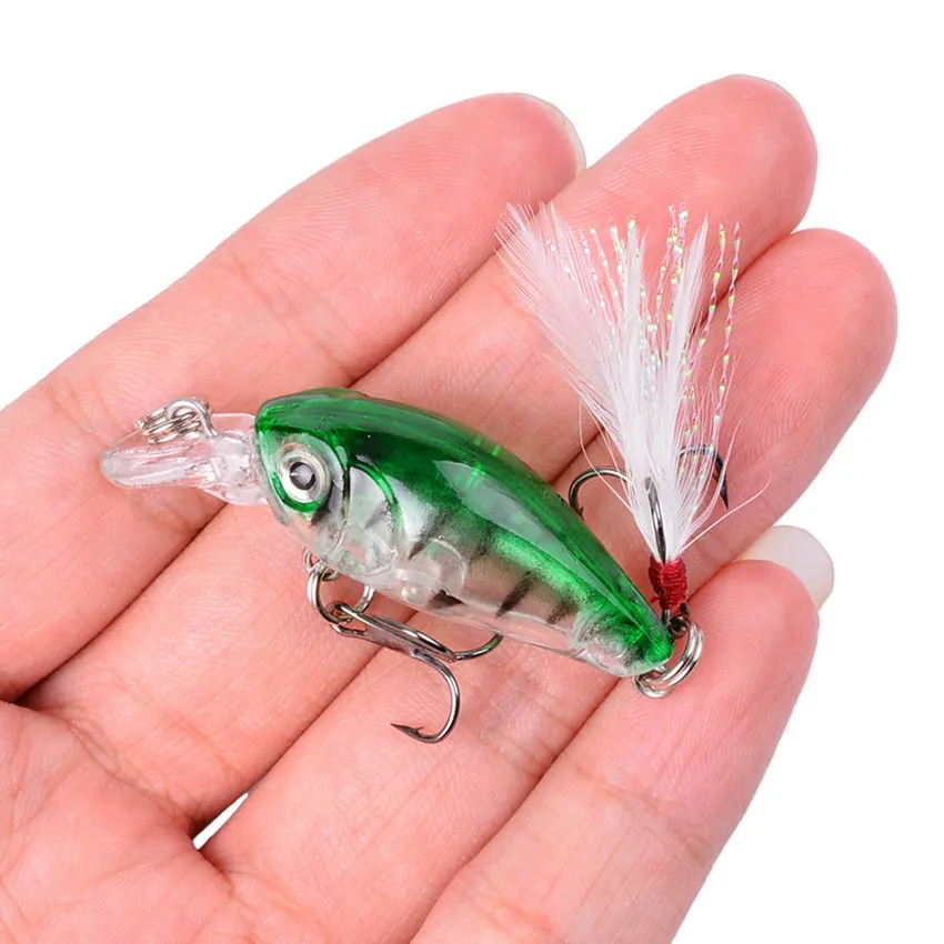 Crankbait duro pequeño con acabado láser – Ojos 3D y anzuelos triples - imagen 5