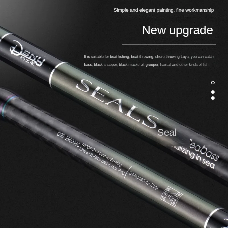 DSNY-caña de pescar giratoria de fundición de fibra de carbono FUJI Jigging, señuelo de 2,9 m, línea de 20-160g, caña de barco para lubina de mar, 15-55lb - imagen 4