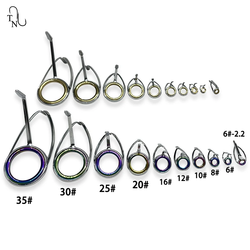 Kit de reparación de caña de pescar TN12, juego de anillos de cerámica de acero inoxidable, accesorios de repuesto de fundición, 6 # - 40 #10 piezas - imagen 4