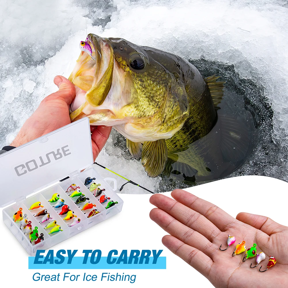 Goture-Juego de señuelos de pesca en hielo, 25 unids/lote, 1,5g, 2g, luminoso con acciones de natación vívidas, Jig, Bonic, para invierno - imagen 5