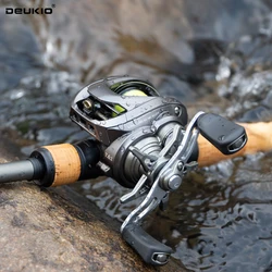Carrete de pesca DEUKIO DC Baitcasting, banda de freno electrónico, carretes de pesca con sonido, cuerpo de carbono 7,6: 1 6 + 1BB, carrete de agua de mar