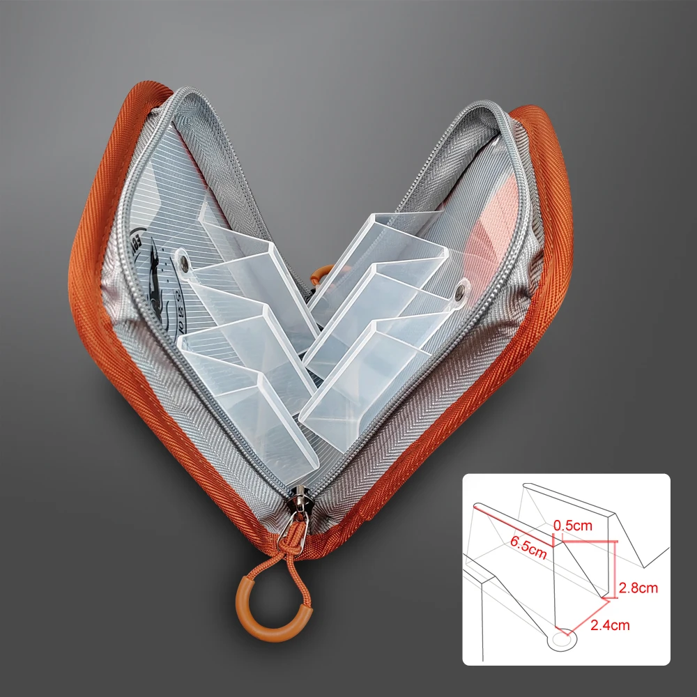 Nuevo Plantilla de calamar portátil, anzuelos de almacenamiento, caja de 6 rejillas, camarones de madera, pulpo Egi, bolsa de aparejos de pesca impermeable - imagen 2