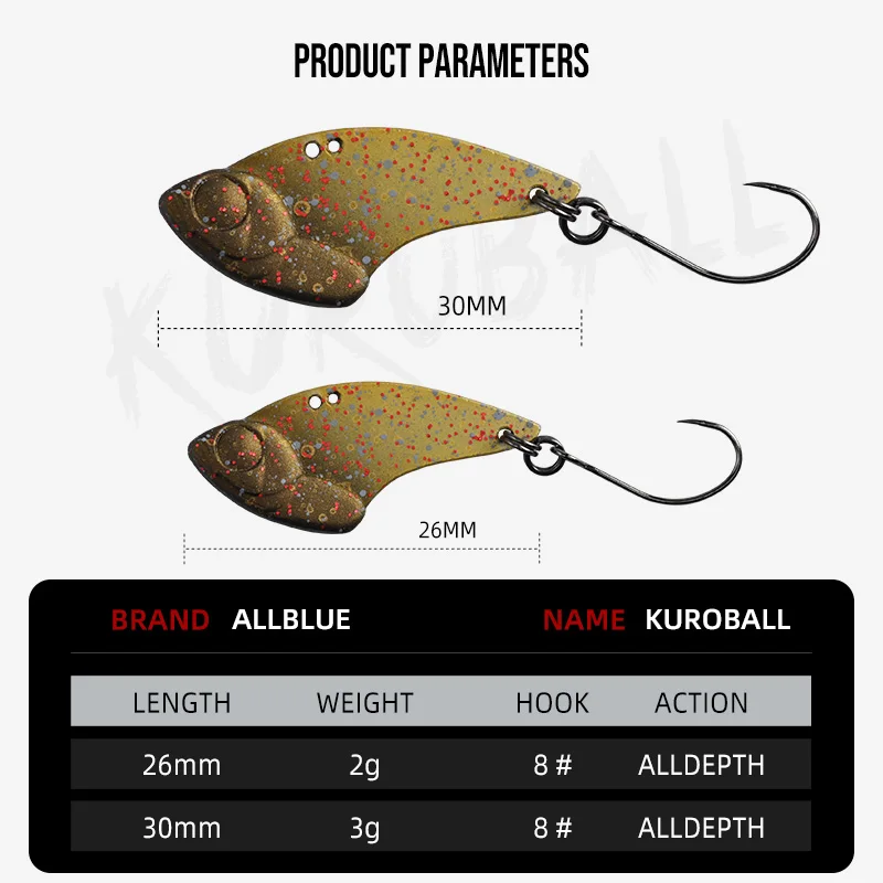 ALLBLUE 2g 3g KUROBALL placa de circuito VIB señuelo de pesca sin labios Crankbait hundimiento Wobbler flujo área trucha cebo Artificial - imagen 3