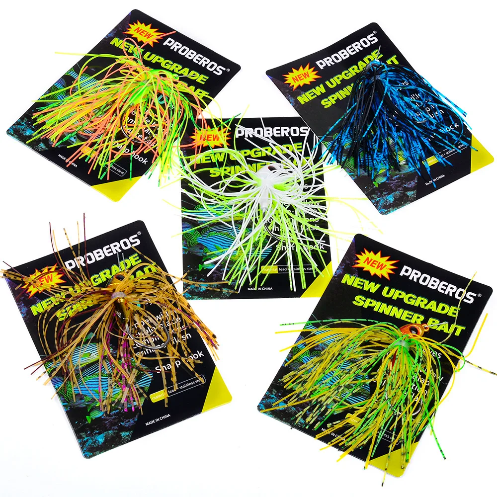 Juego de 5 colores de Señuelos de Pesca Spinnerbait de 7g/10g/14g/17g, diseño antienganches con flecos y cuchillas llamativas, cebos de pesca biónicos - imagen 4