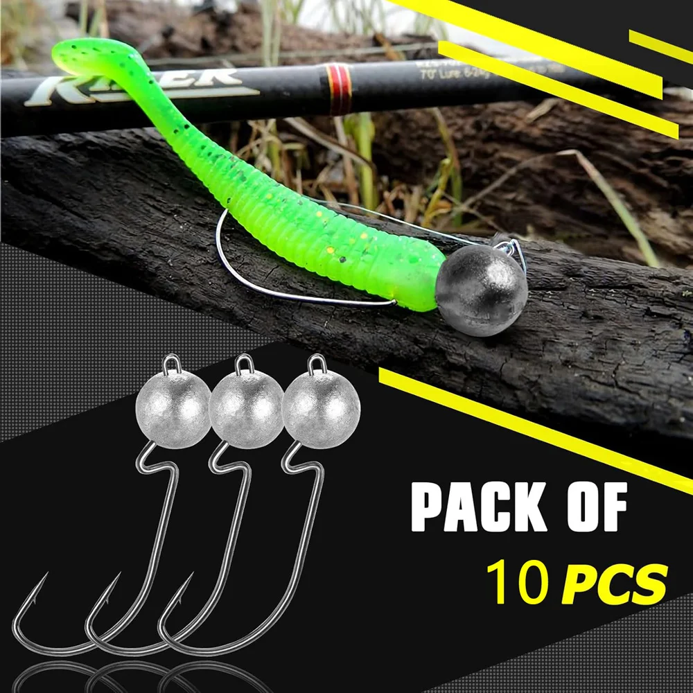 10 unids/caja anzuelos con cabeza de anzuelo de manivela Rockfish para señuelo de gusano suave Pesca de lubina para Pesca buenos productos 3,5-10g accesorios para Lucio y trucha - imagen 5