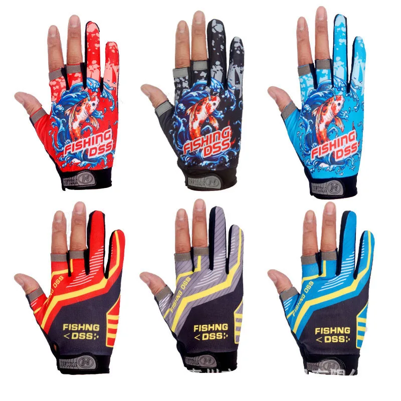 1 par de guantes de pesca para hombres y mujeres, subprotección solar de carretera de pesca de verano y guantes finos transpirables antideslizantes con corte de tres dedos - imagen 2