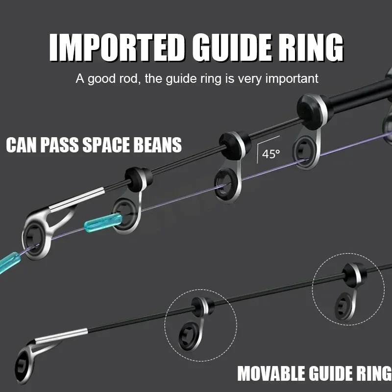 Cañas de pescar de 2,7 m-7,2 m, caña de pescar telescópica ultraligera de carbono de 60T alto para Surfcasting, caña de pescar giratoria en roca, pesca en el mar en la costa, agua dulce - imagen 4