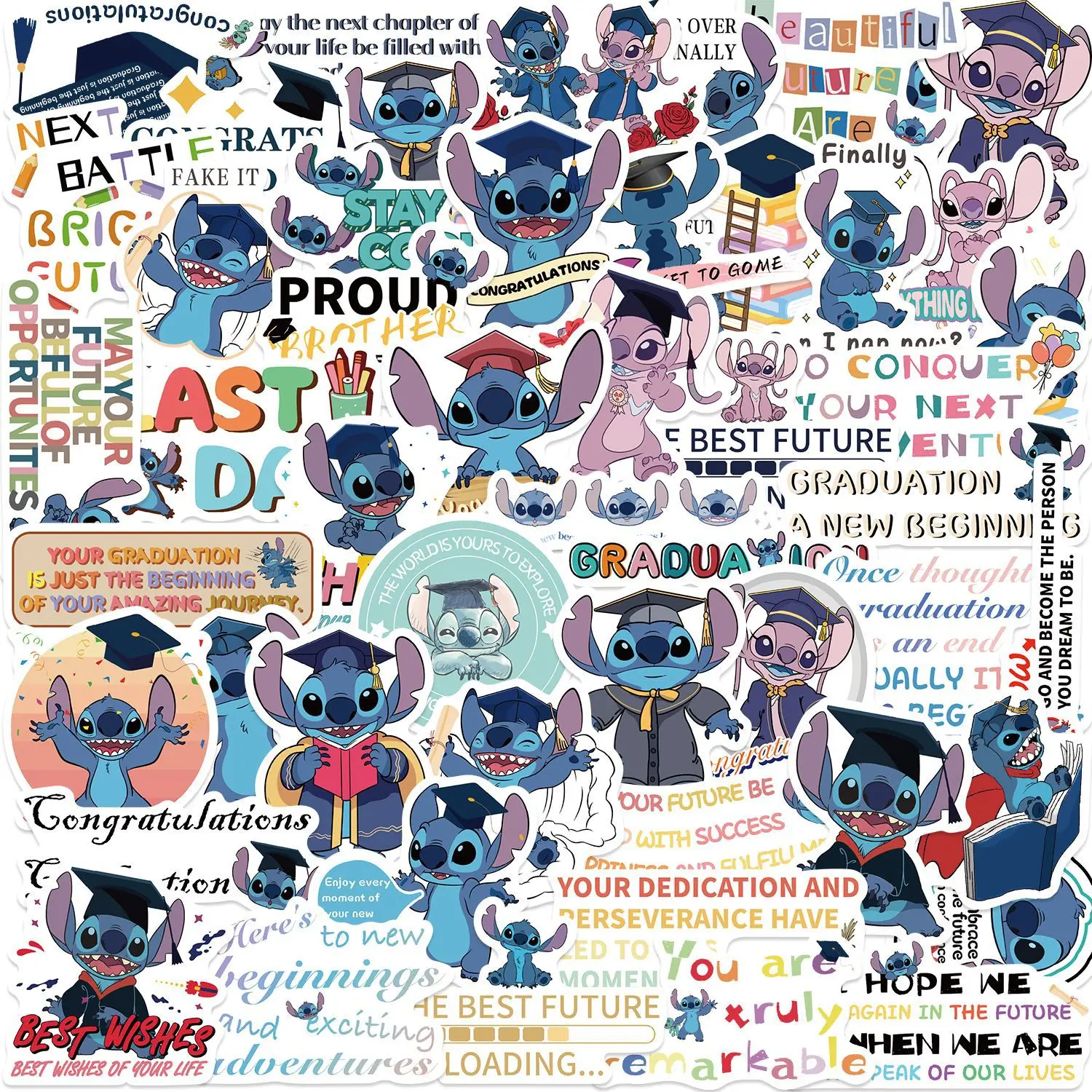 Pegatinas Disney graduación impermeables – Maleta, portátil y guitarra