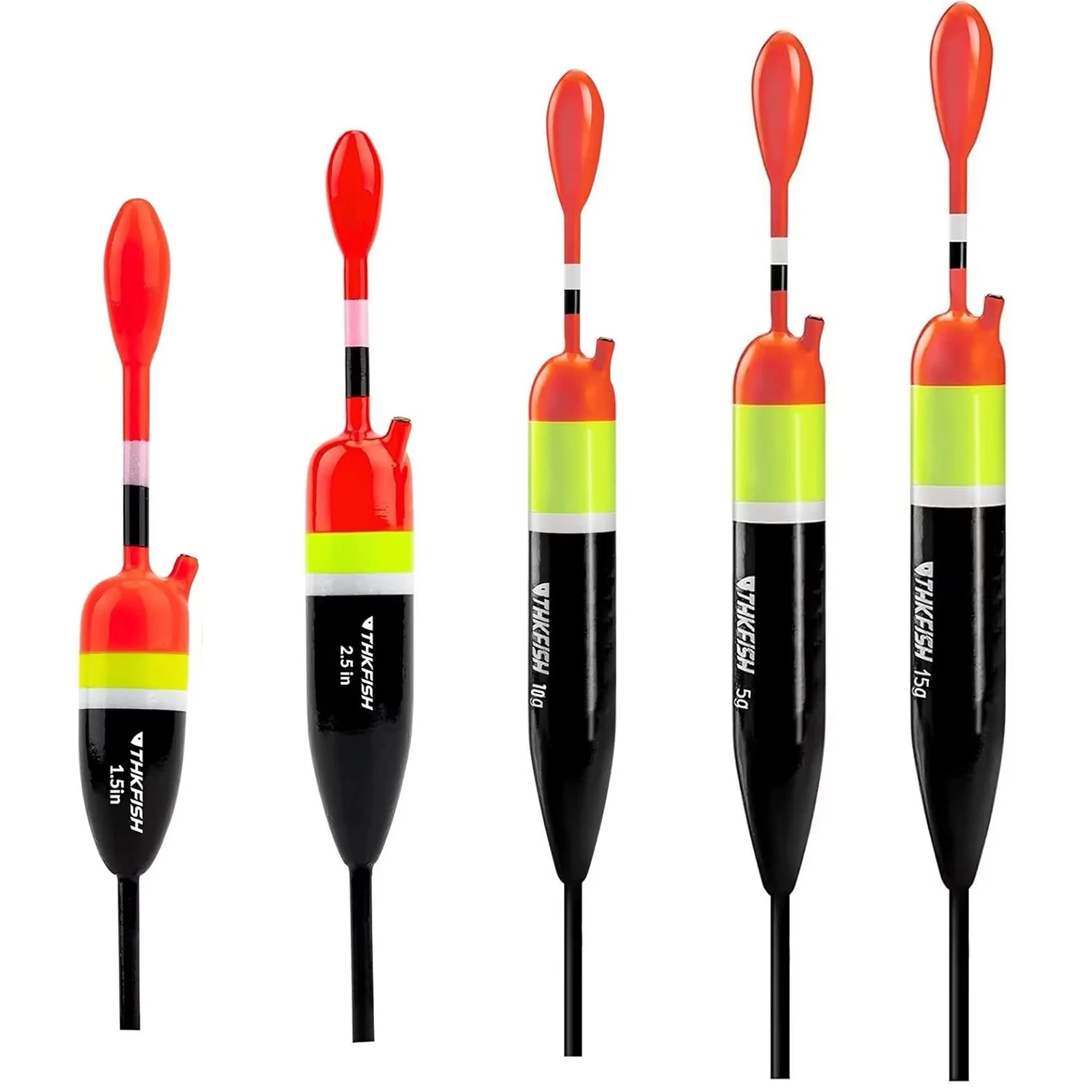 THKFISH 5 pieces Fishing Slip Floats Bobbers Balsa Wood Vertical Float Buoys For Crappie Panfish Fishing 1.5in 2.5in Slip Bobber