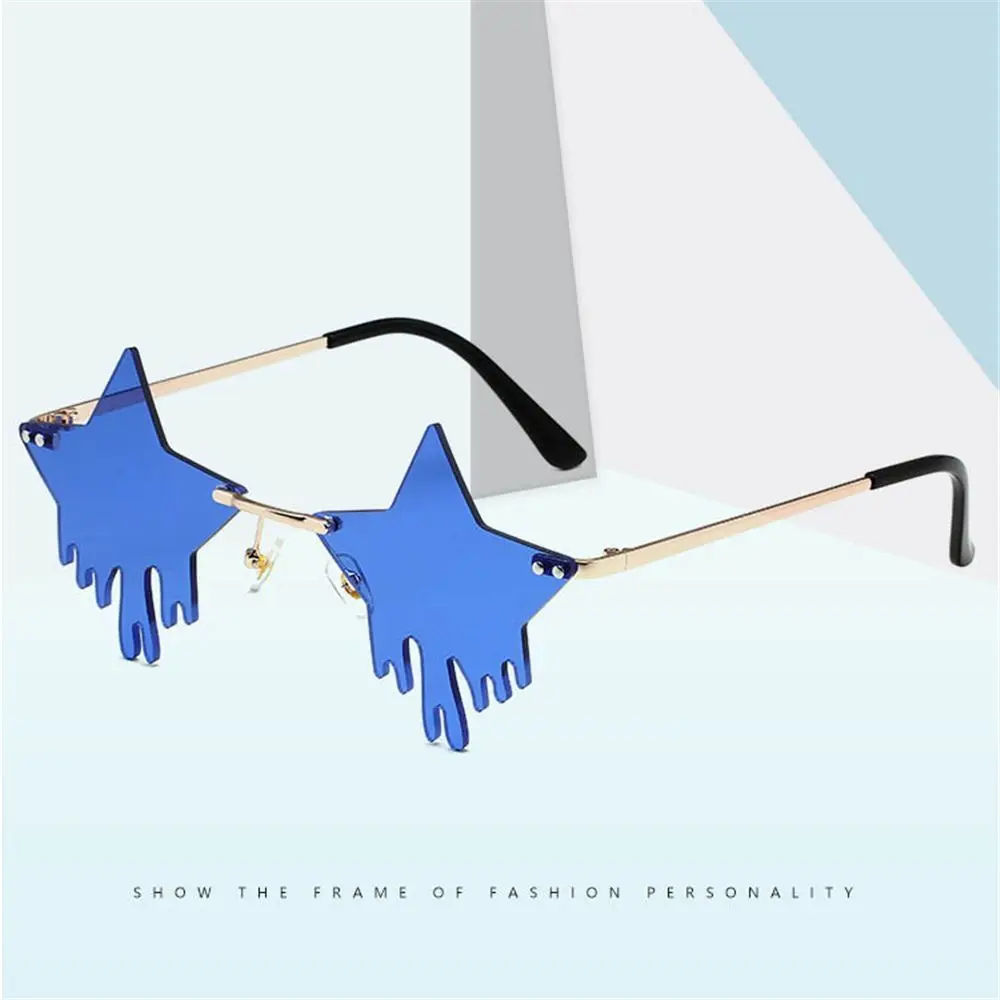 Gafas divertidas Halloween Cosplay gafas de pentagrama gafas de sol pentagrama forma de gota gafas de sol sin montura