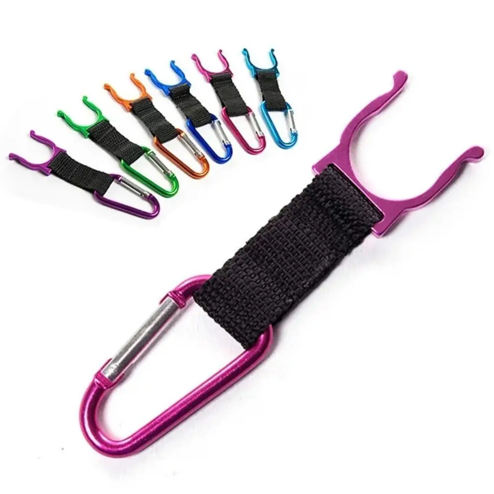Hebilla de botella de agua de aluminio, mosquetón de transporte, gancho de suspensión de mochila, soporte de hervidor, anillo en D, gancho de Clip de botella de agua de nailon - imagen 4