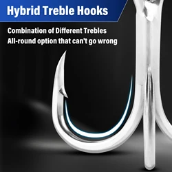 Anzuelo triple híbrido 3/0 acero al carbono punto hueco para crankbait