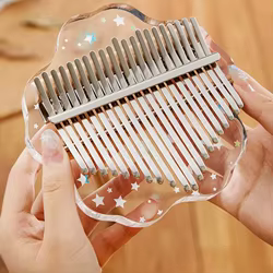17 teclas Kalimba pulgar Piano transparente flor Kalimba dedo Piano Pentagrama acrílico cristal pulgar Pianos