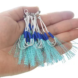 5 unids/pack tamaño 10/12/14/16/18/20 ayuda Jigging Metal acero alto en carbono doble gancho con pluma