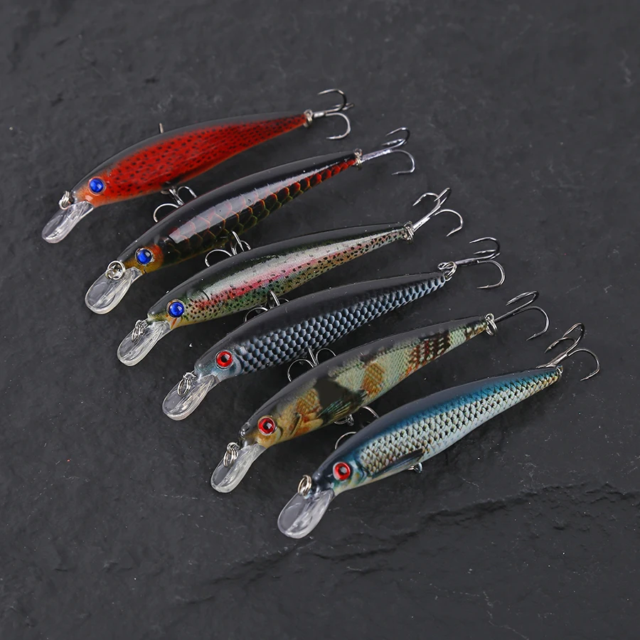 6 uds cebo duro Wobblers artificiales para Lucio Trolling ojos 3d pez Swimbait Jerkbait Minnow Crankbaits juego de Señuelos de Pesca aparejos - imagen 2