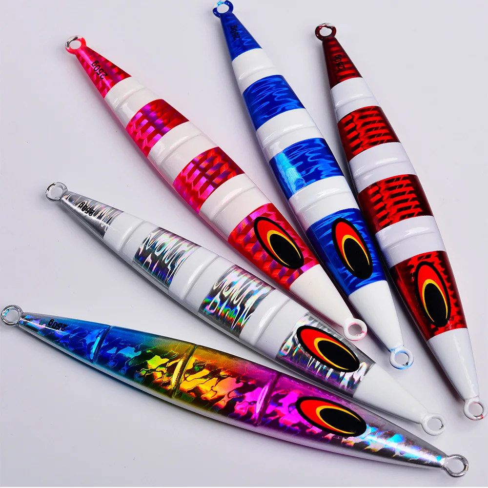 30G-250G 1 Uds plantilla de Metal Shore Jigging pesca en el mar plantilla lenta Jigging de Metal realista cuchara de Jigging lento láser cebo duro Artificial - imagen 4