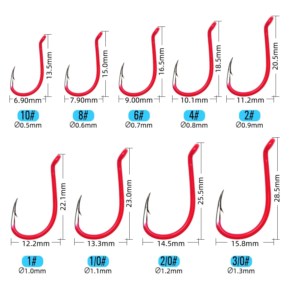 WIFREO-anzuelos de pesca luminosos de acero rico en carbono, fluorante UV, cebo de pico de pulpo, accesorios para anzuelos de agua salada # 10- # 10/0 - imagen 3