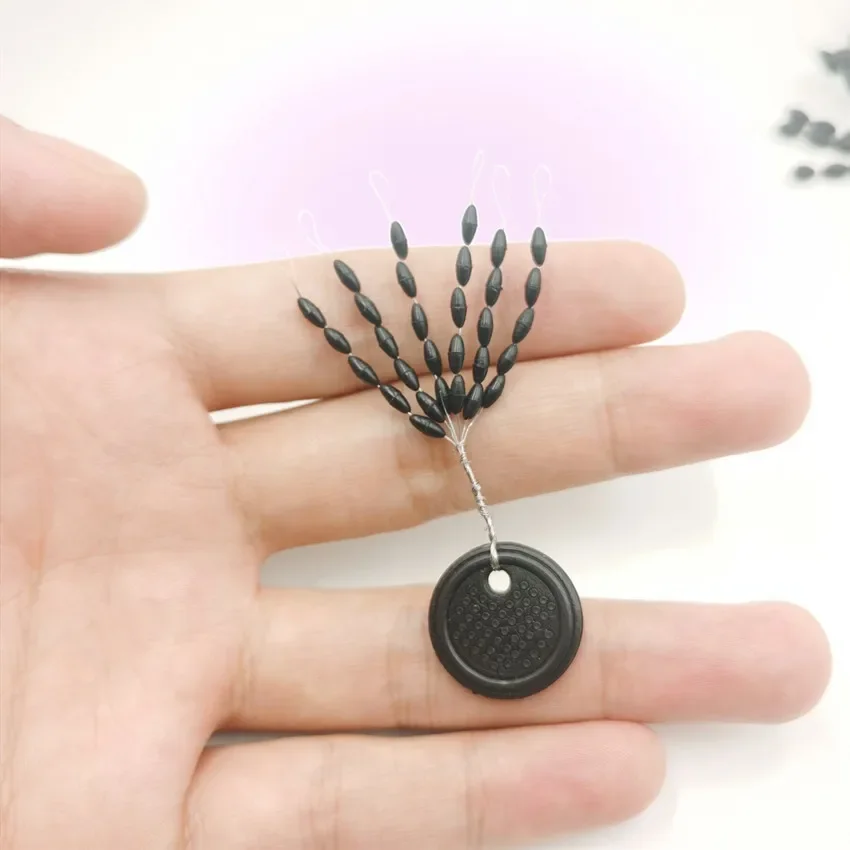 Tapón de goma negra de alta calidad para sedal de pesca, 5 grupos, 0,6-8 #, equipo de pesca de carpa - imagen 4