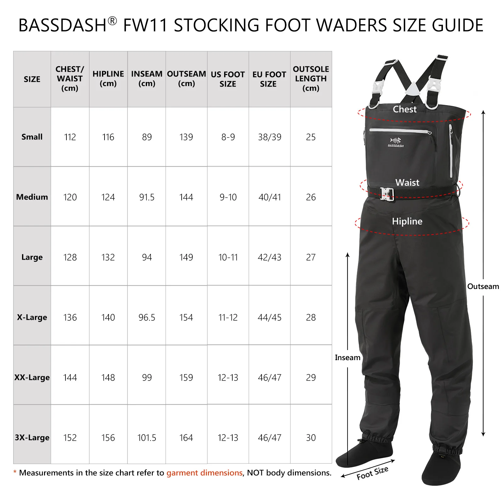 BASSDASH Wader de pecho ligero y transpirable para hombre, pie de media de camuflaje negro para pesca con mosca y caza FW11 - imagen 2
