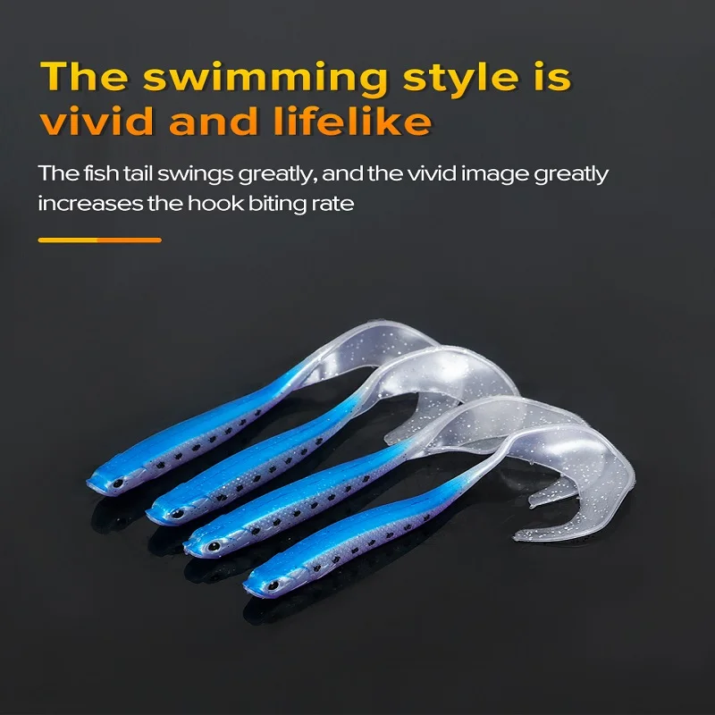 Señuelos de plástico blando, 12,5 cm, cola grande, señuelo de lubina, Jigging suave, Wobblers, señuelo de pesca, cebo de pesca Swimbait Artificial - imagen 4