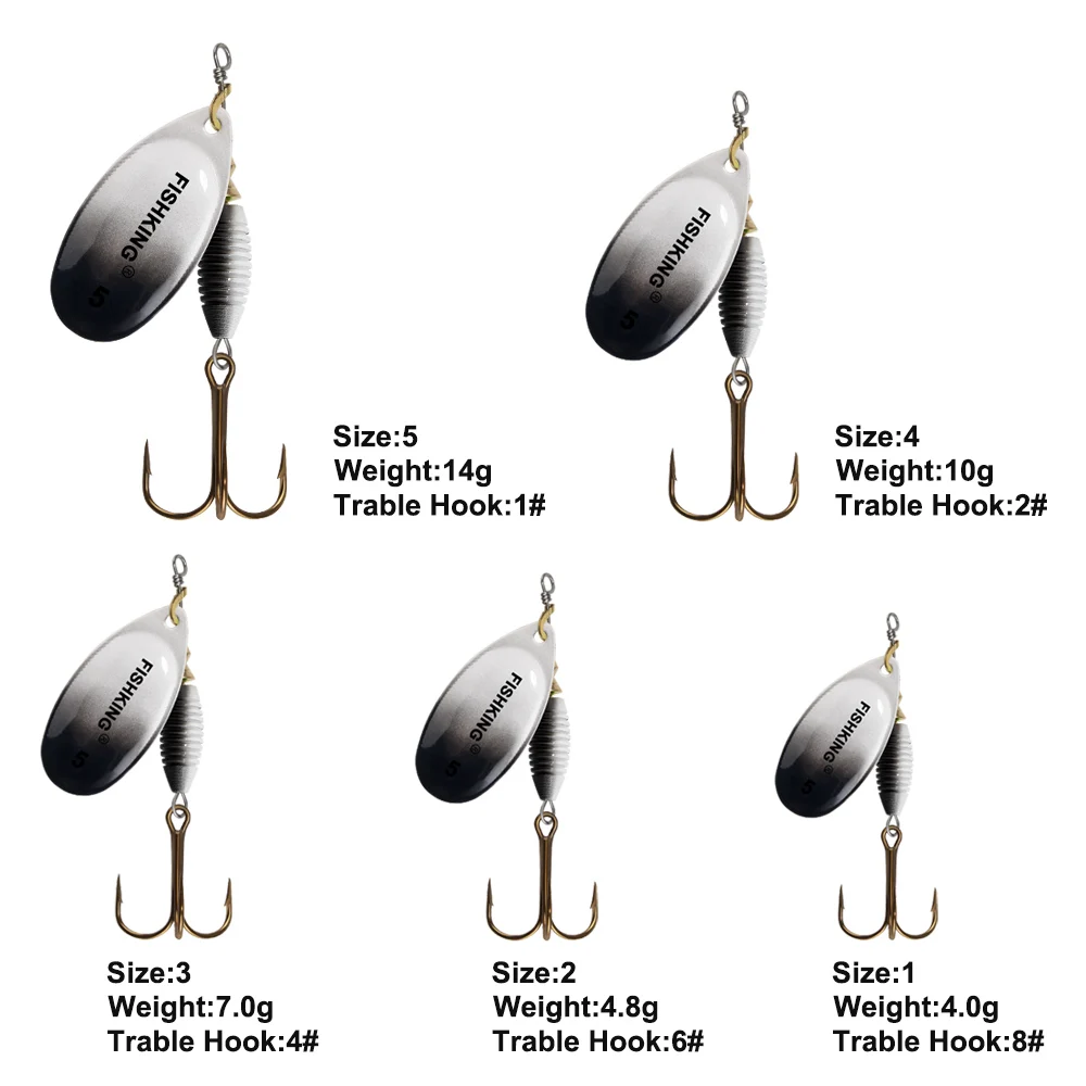 NGB-señuelo giratorio de 7 colores, 4g/4,8g/7g, 10g/14g con anzuelo triple, señuelo tipo cuchara de Metal, señuelo de pesca duro, aparejos de pesca - imagen 2