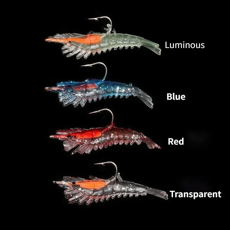 Cebo suave de camarón de simulación luminosa realista, 6cm, 3g, aparejos blandos artificiales, señuelo de pesca, lubina, accesorios de aparejos de pesca de mar - imagen 4