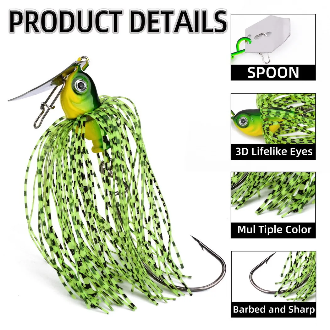 1 unidad de cebo giratorio Chatter de 7G/10G/14G, señuelo de pesca sin malezas, Buzzbait wobbler chatterbait para lubina, pez walleye - imagen 4
