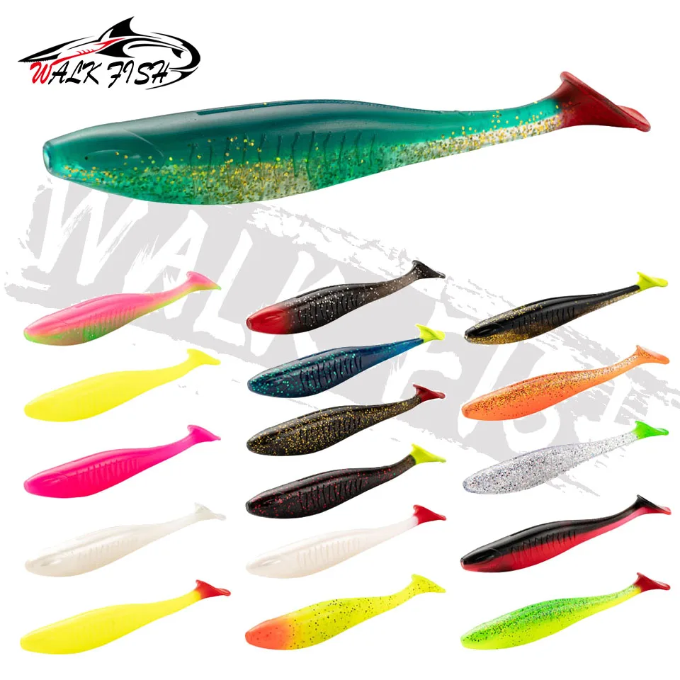 WALK FISH-señuelos artificiales blandos de pesca, cebos de 100mm, 9,5g, 140mm, 19g, Leurre Shad Swimbait, Wobblers de cola en T - imagen 4